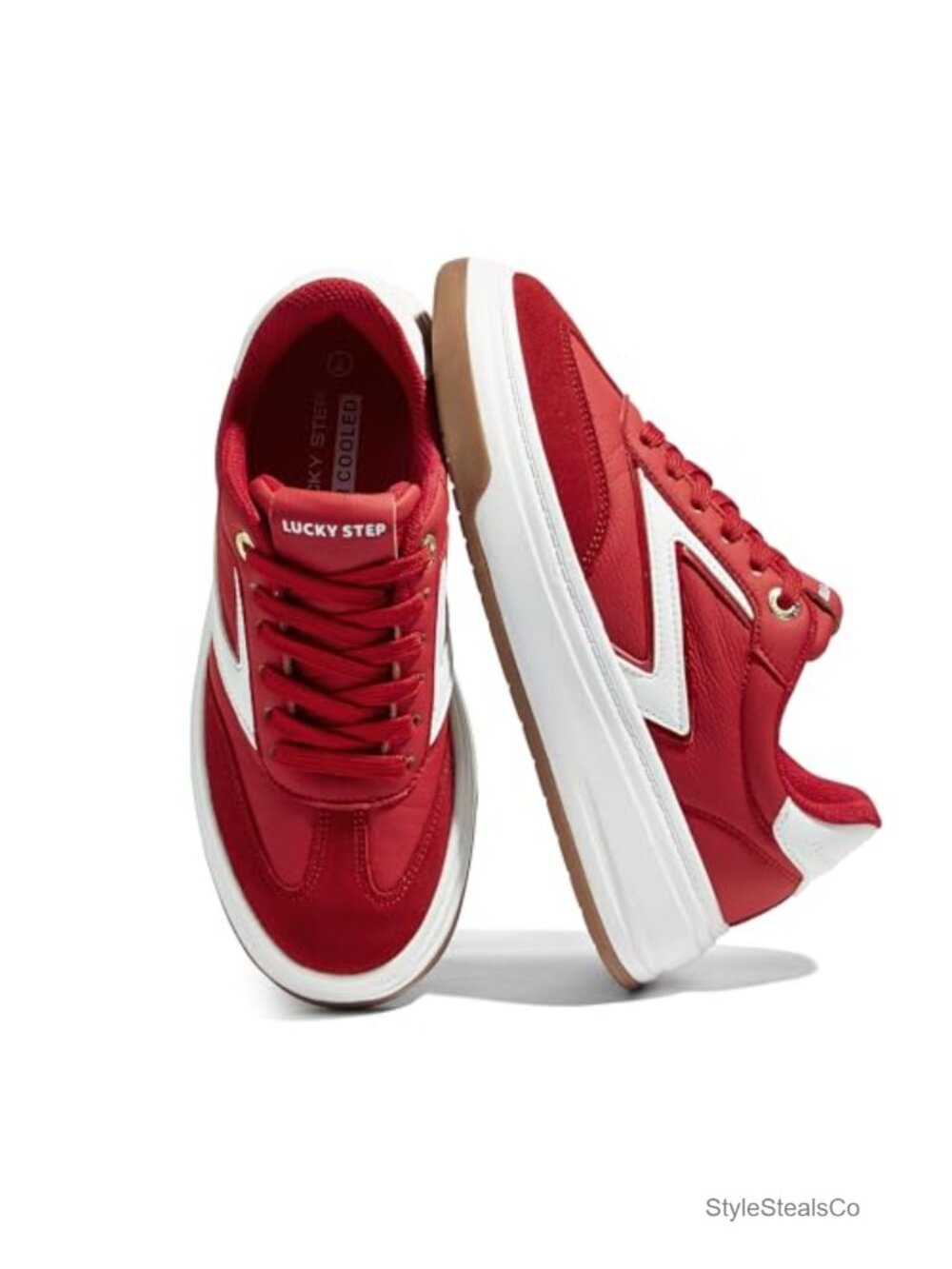 Women's Chunky Platform Sneakers Memory Foam Suede Retro Lace-Up Walking Shoes